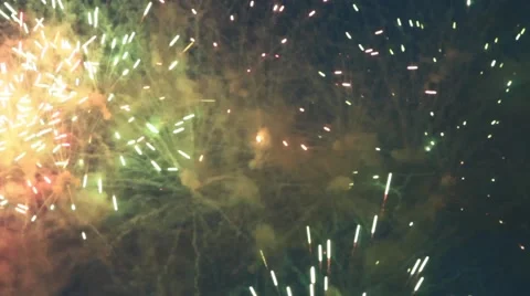 Coloured fireworks in nighttime Video stock 46603414