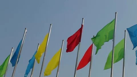 Coloured flags fluttered in the wind Stock Footage 85661804