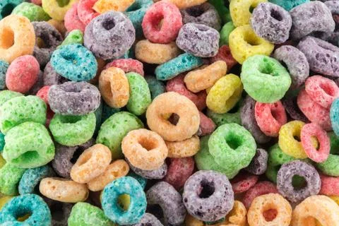 Coloured Fruit Loop cereal Stock Photos