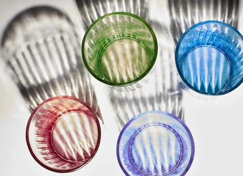 Coloured glasses with shadow Stock Photos