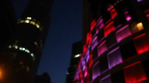 Coloured Lights Display On Building (Blur) Stock-Footage 1086301