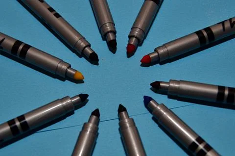 Coloured markers Stock Photos
