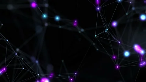 Coloured neural flashes in a neural network. Bokeh effect. Stockbeeldmateriaal 237487990