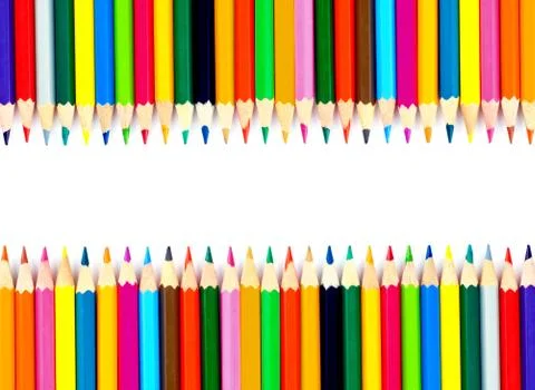 Coloured pencils on white background Stock-Fotos