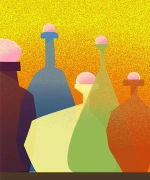 Coloured perfume bottles Stock Illustration