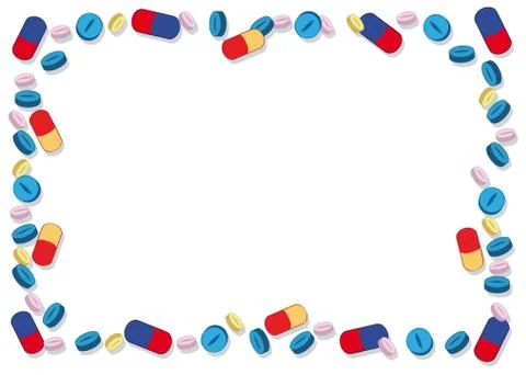 Coloured pills frame Stock Illustration