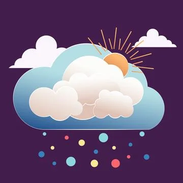 Coloured rain in the clouds with the sun Stock Illustration