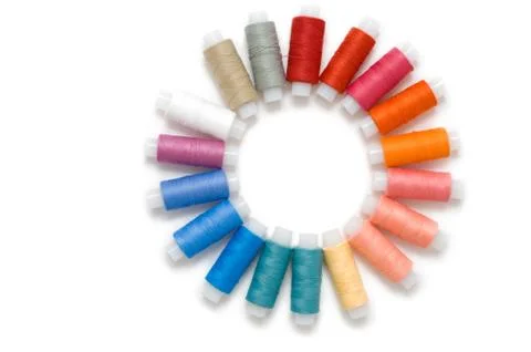 Coloured reels of thread Stock Photos
