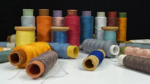 Coloured spools of a thread Stock Footage 318418833