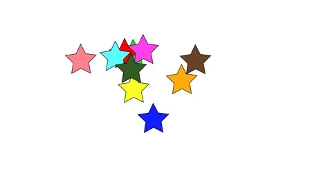 Coloured star shape confetti fly after being exploded against white background. Video stock 105914481