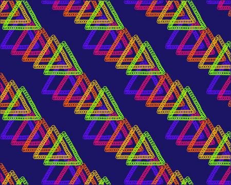 Coloured triangles on dark background, dynamic bright pattern Stock Illustration