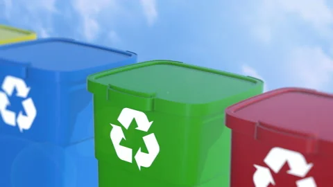 Coloured waste bins 스톡 동영상 158317795
