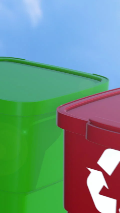 Coloured waste bins 스톡 동영상 303886929