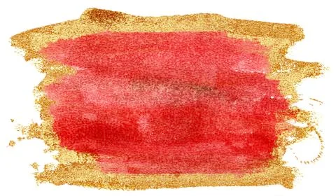 Coloured Watercolor Background. Red and gold brush strokes Stock Illustration