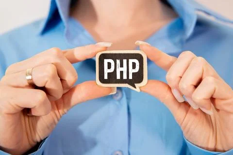 A coloured wooden cubes with text PHP. PHP Foto stock