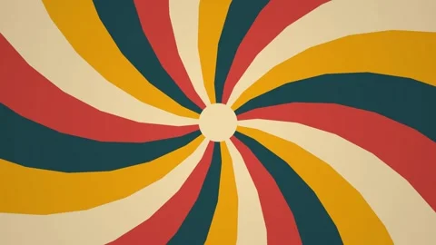 Colourful 70s sun psychedelic retro sunburst background with groovy swirling Stock Footage 346511917