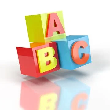 Colourful ABC Blocks 3D Render on a white background Stock Illustration