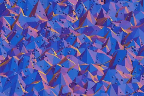 Colourful  Abstract 3D visualization of a geometric low-poly surface. 3d rend Illustration
