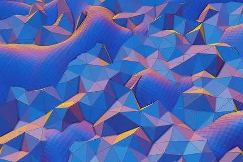 Colourful  Abstract 3D visualization of a geometric low-poly surface. 3d rend Stock-Illustration