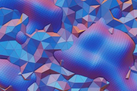 Colourful  Abstract 3D visualization of a geometric low-poly surface. 3d rend Stock Illustration