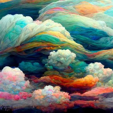 Colourful abstract cloud background in a painted style. Imagination and 스톡 일러스트