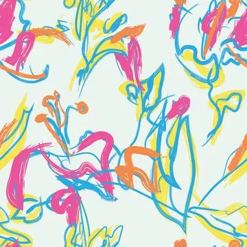 Colourful Abstract Floral Seamless Pattern Design Stock Illustration