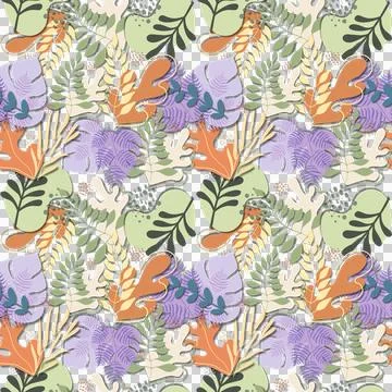 Colourful Abstract Leaves Pattern | Vector2025-180dvm  Stock Illustration