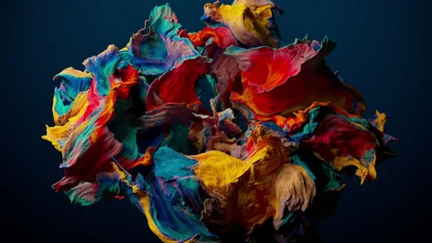 Colourful abstract particle flower opens 動画素材 222404858