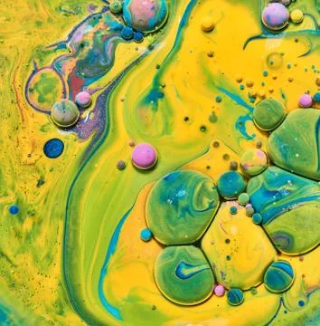Colourful acrylic bubbles.Fluid art marble texture. Backdrop  abstract irides Stock Illustration