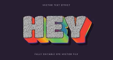 Colourful and bold text effect with polka dots Stock Illustration