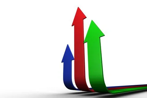 Colourful arrows pointing up Stock Photos