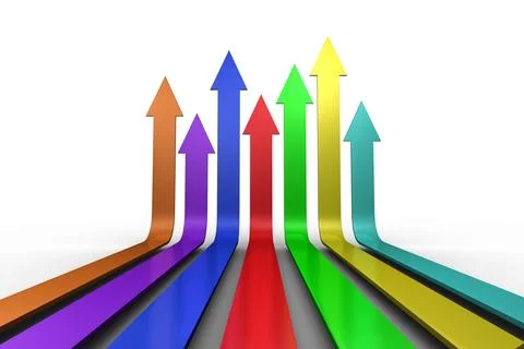 Colourful arrows pointing up Stock Photos