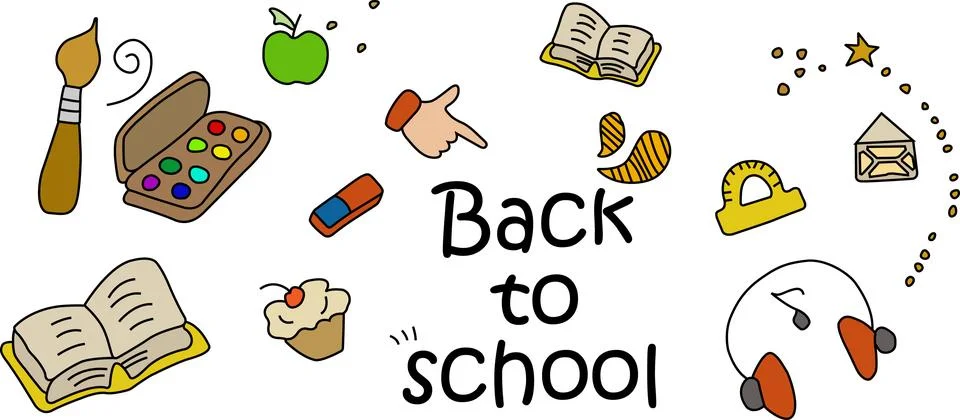 Colourful Back to school on a black background Stock Illustration