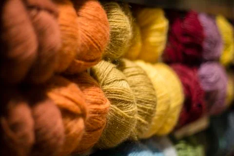 Colourful balls of thread Stock Photos