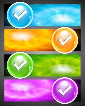 Colourful banners with check button. Eps 10 vector Colourful banners with ... Stock Photos