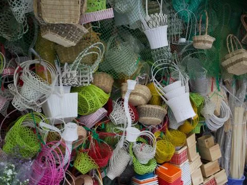 Colourful baskets Stock Photos