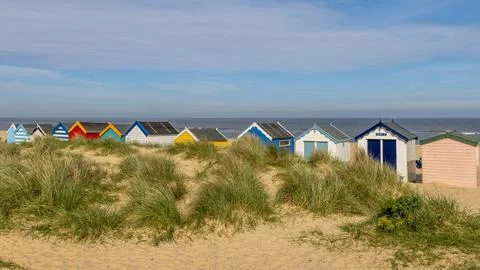 Colourful Beach Huts Stock Photos