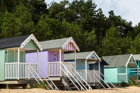 Colourful beach huts Stock Photos