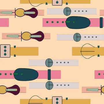 Colourful belts seamless pattern on beige background Stock Illustration