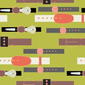 Colourful belts seamless pattern on green background. Illustrazione stock