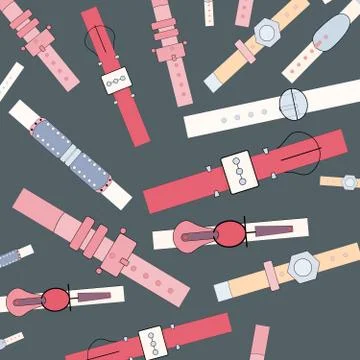 Colourful belts seamless pattern on grey background. Stock Illustration