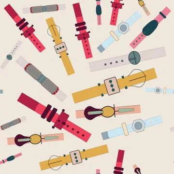 Colourful belts seamless pattern on light grey background. Stock Illustration