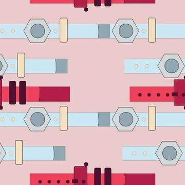 Colourful belts seamless pattern on pink background. Stock Illustration