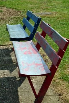 Colourful benches Stock Photos