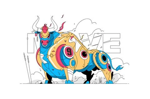 Colourful big bull Stock Illustration
