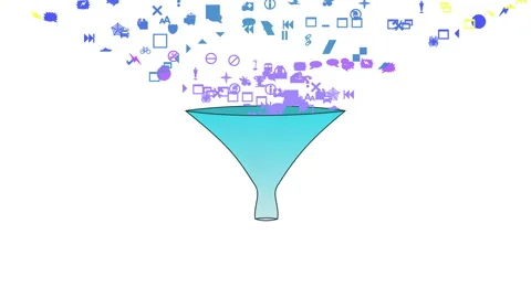 Colourful Big Data Funnel Processing Visualisation Animation Stock Footage 155574420