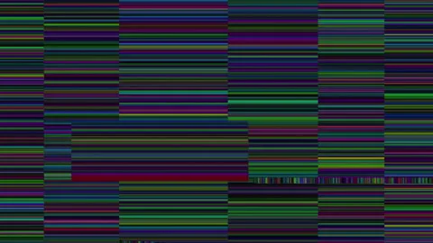 Colourful blocks of lined glitch distortion, abstract glitch background Video stock 236563062