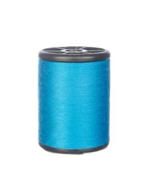 Colourful blue thread isolated on white 스톡 사진