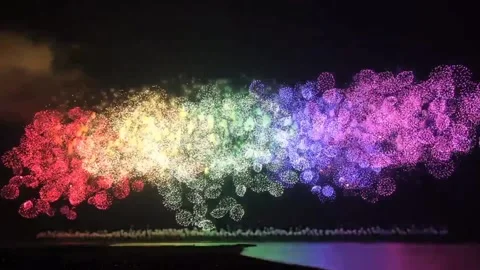 Colourful blurry firework in dark sky Stock-Footage 218099637