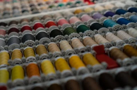 Colourful bobbin threads Stock Photos